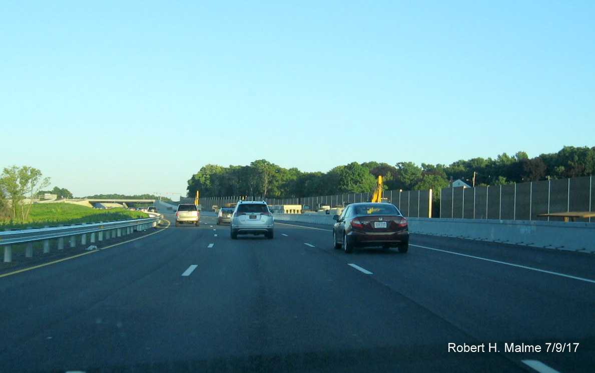 Image of construction along Add-A-Lane Project work zone on I-95 South in Needham