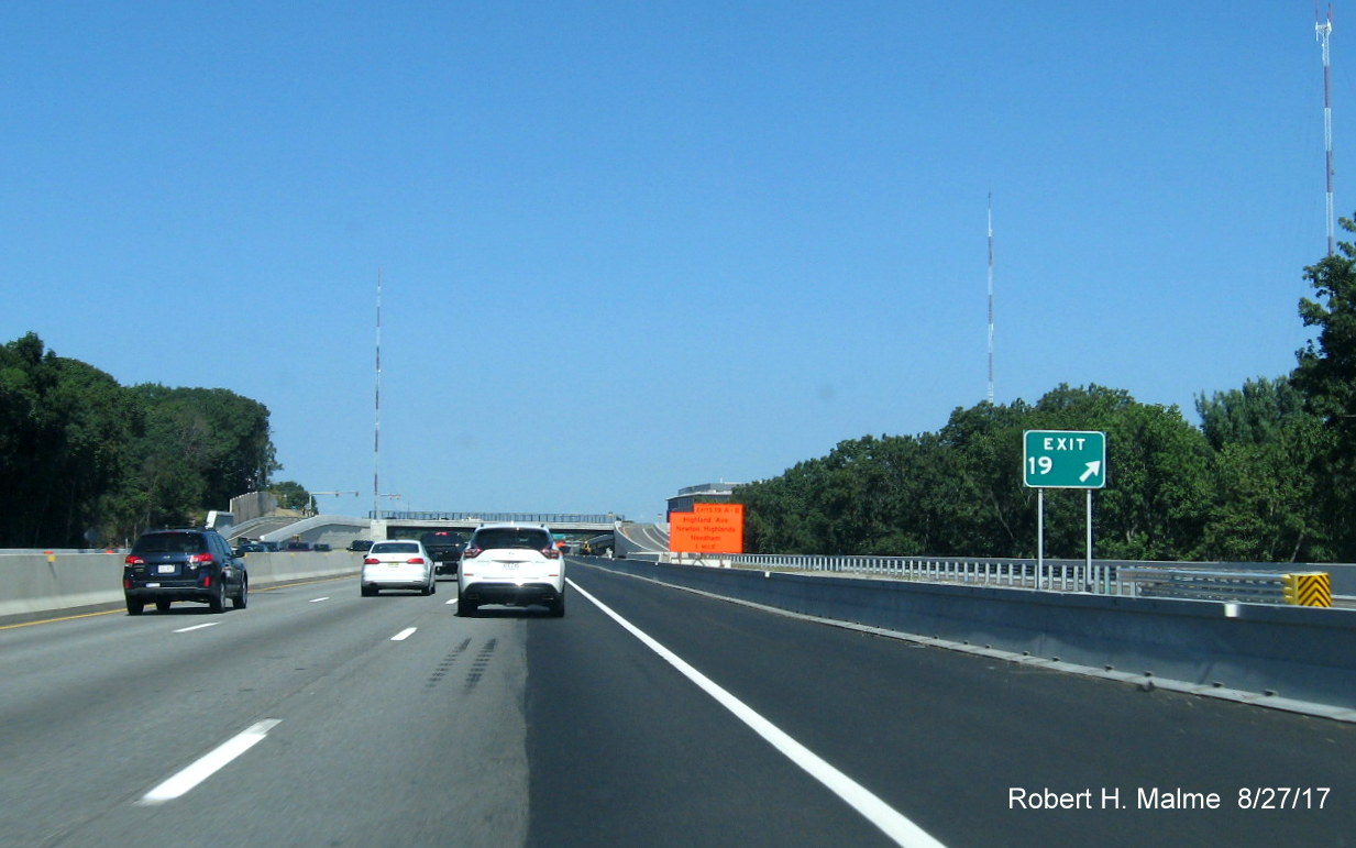 Image showing final paving of restored right lane prior to Kendrick St bridge on I-95 North in Add-A-Lane Project work zone in Needham