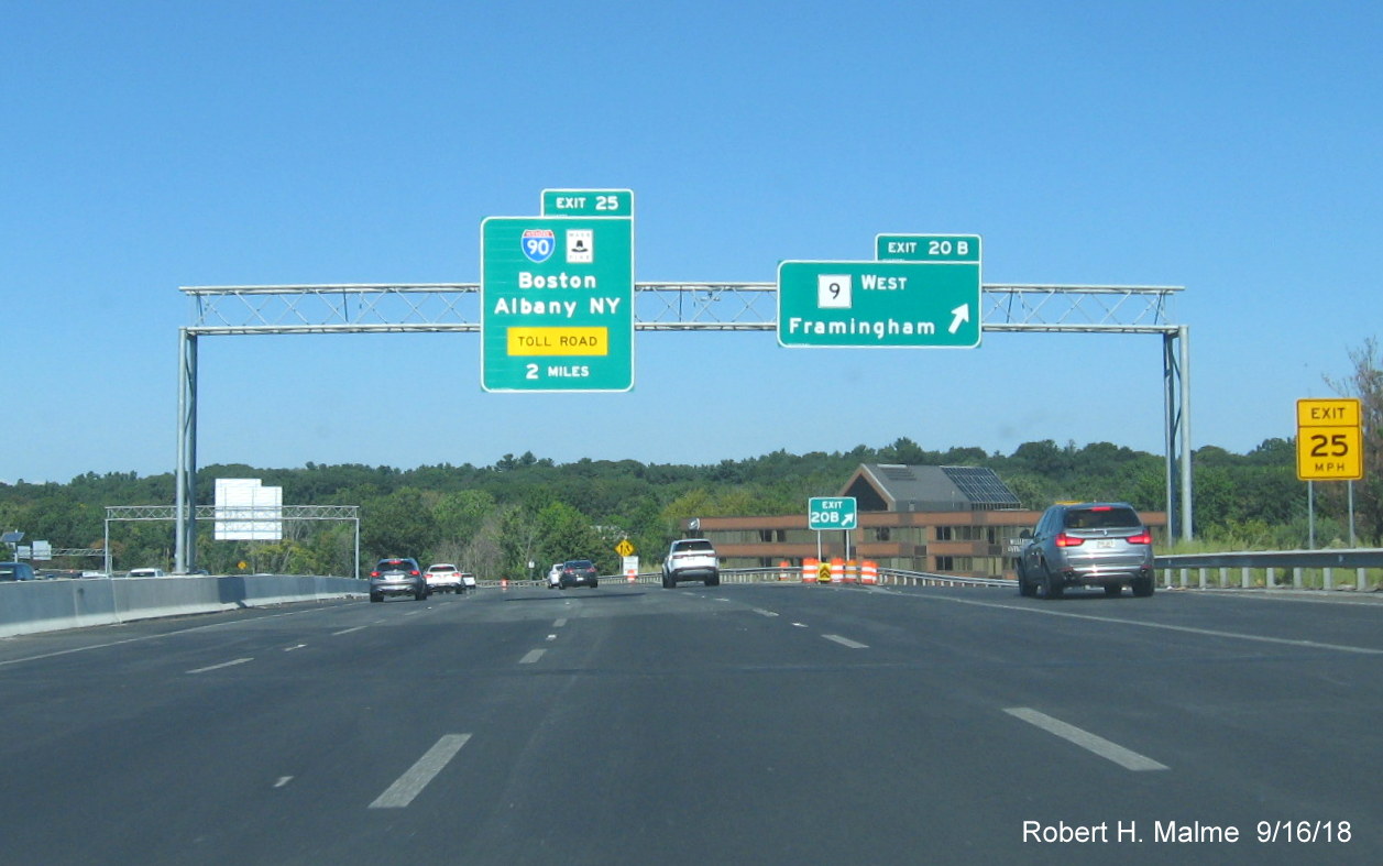 Image of paving complete on bridge over MA 9 on I-95 North in Add-A-Lane Project work zone in Wellesley