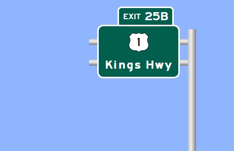 Image of I-95 Exit 25B sign plan in Fairfield, Sign Maker Software, July 2026