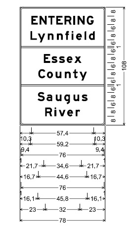 MassDOT plan image for sign at Lynnfield town line on I-95