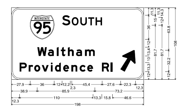 MassDOT plan for I-95 South ramp guide sign on US 1 in Peabody