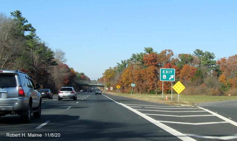 Image of new foundation placed for future gore sign at South Main Street exit on I-95 North in Sharon, November 2020
