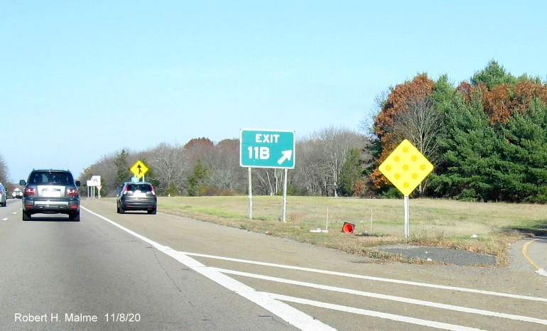 Image of new foundation for future gore sign for Neponset Street west exit on I-95 North in Canton as part of I-95 sign replacement project, November 2020