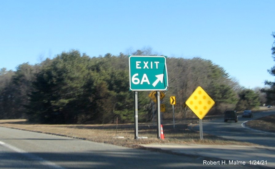 Image of foundations placed at future site of gore sign for I-495 North exit on I-95 North in Mansfield, January 2021