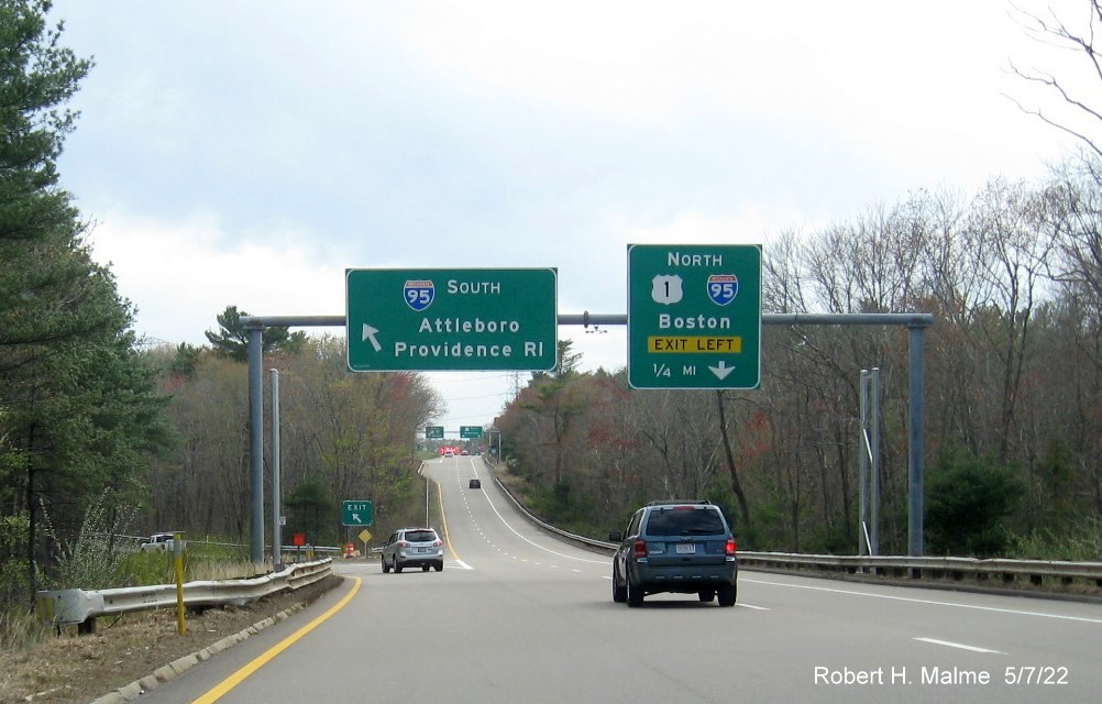 Image of new support posts for future guide signage at I-95 South ramp on US 1 South in Sharon, May 2022
