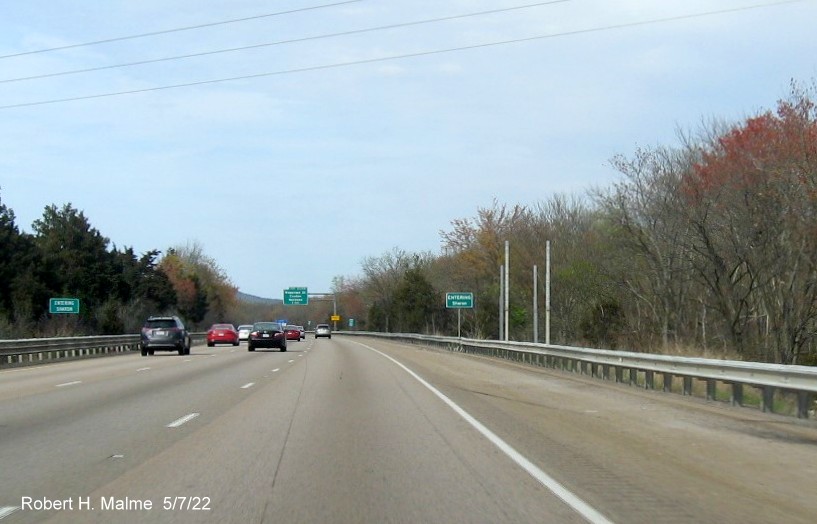 Image of recently placed sign posts for future hospital sign on I-95 North in Sharon, May 2022