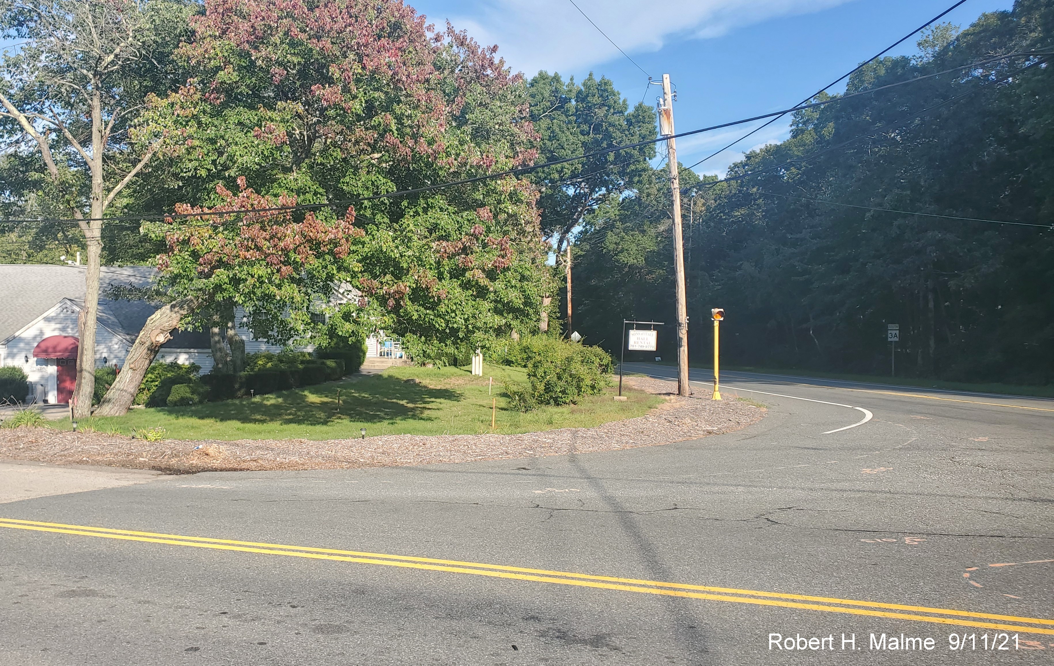 Image of intersection of Kilby Street and MA 3A North in Hingham prior to substantial reconstruction, September 2021