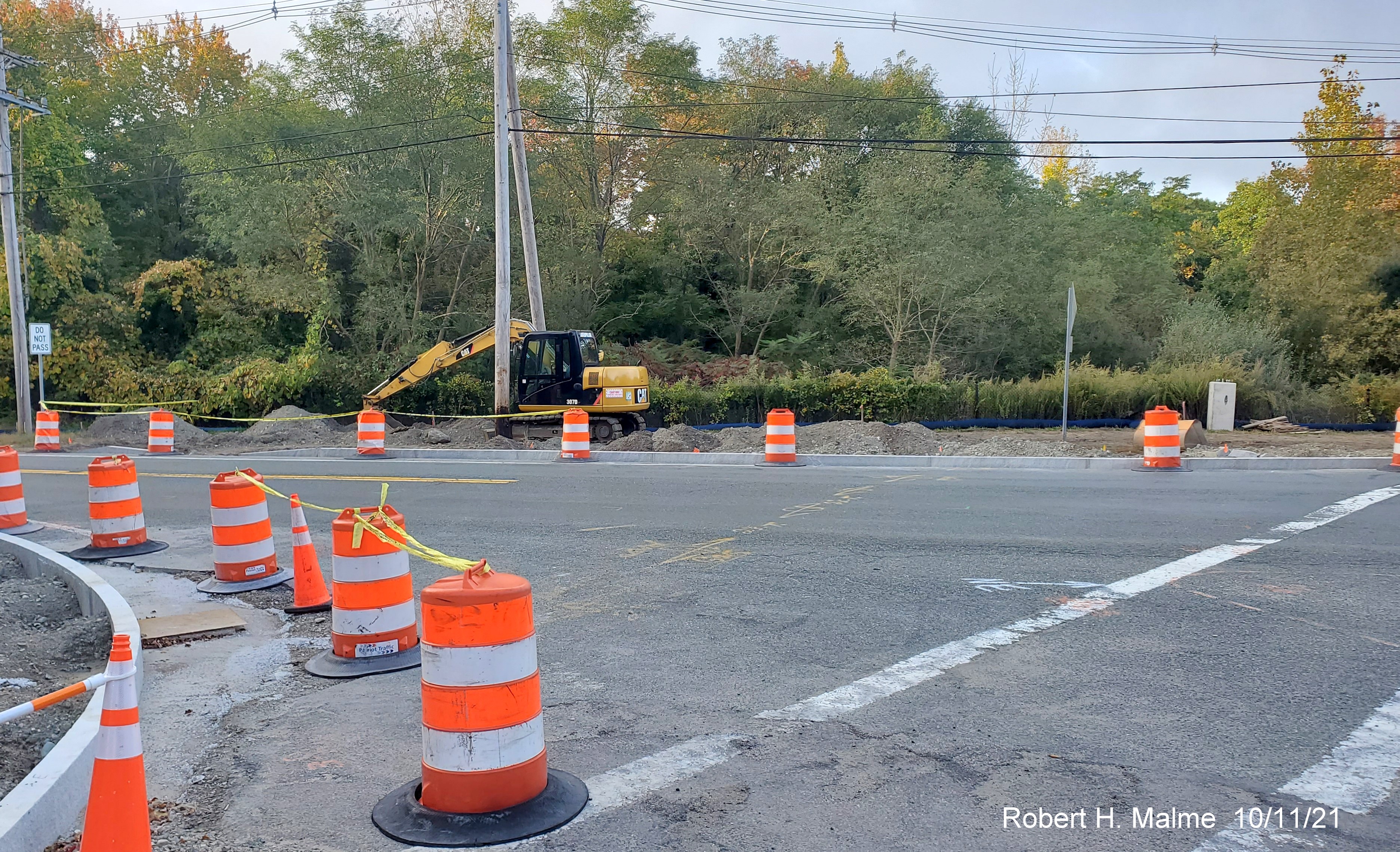 Image of initial curbing being constructed for Kilby Street/MA 3A intersection reconstruction in Hingham, October 2021