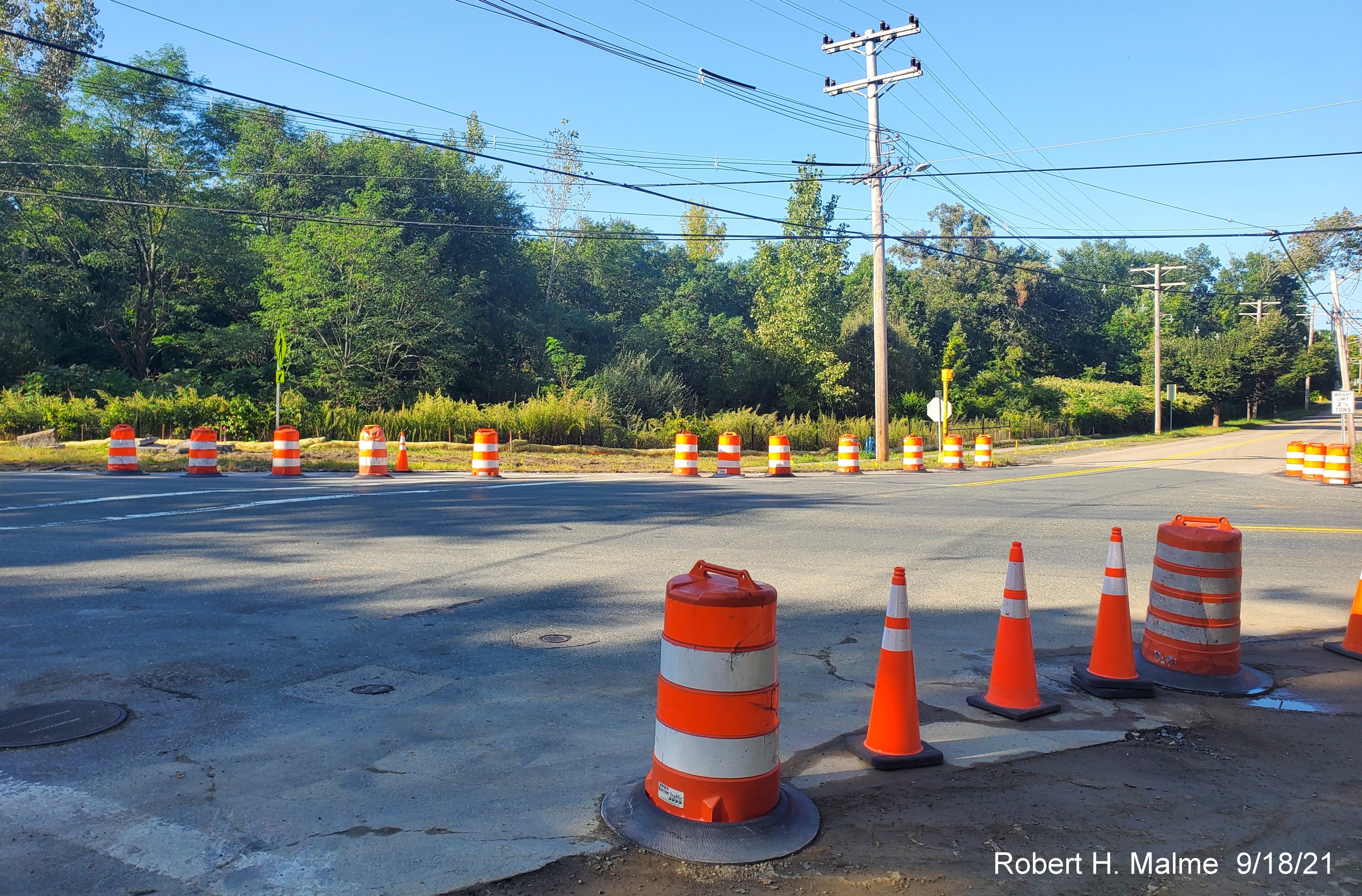 Image of intersection of Kilby Street and MA 3A South in Hingham prior to substantial reconstruction, September 2021