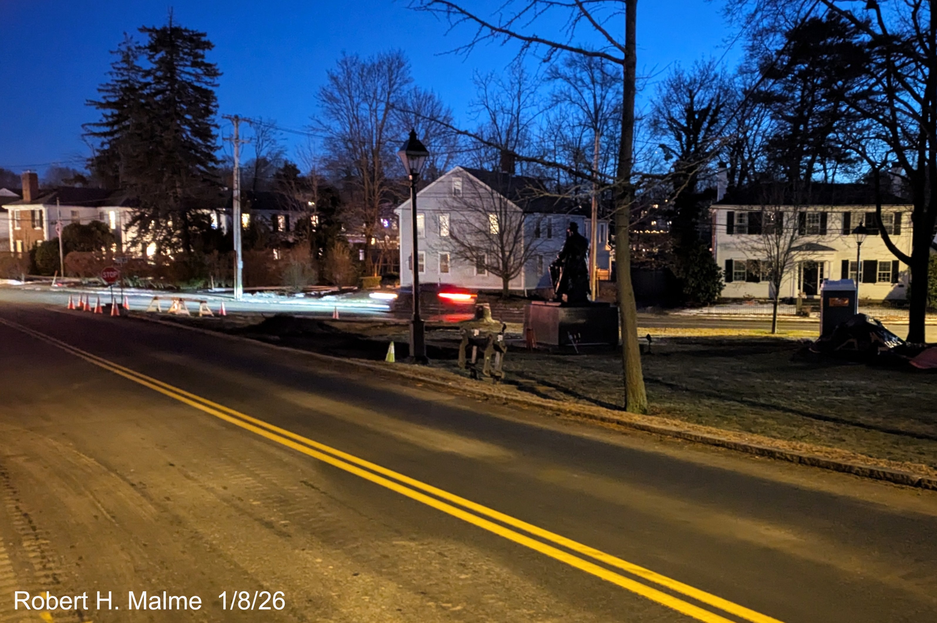 Image of construction alongside Lincoln Street looking towards North
	Street, a closer look at tree removal in Fountain Square, January 2026