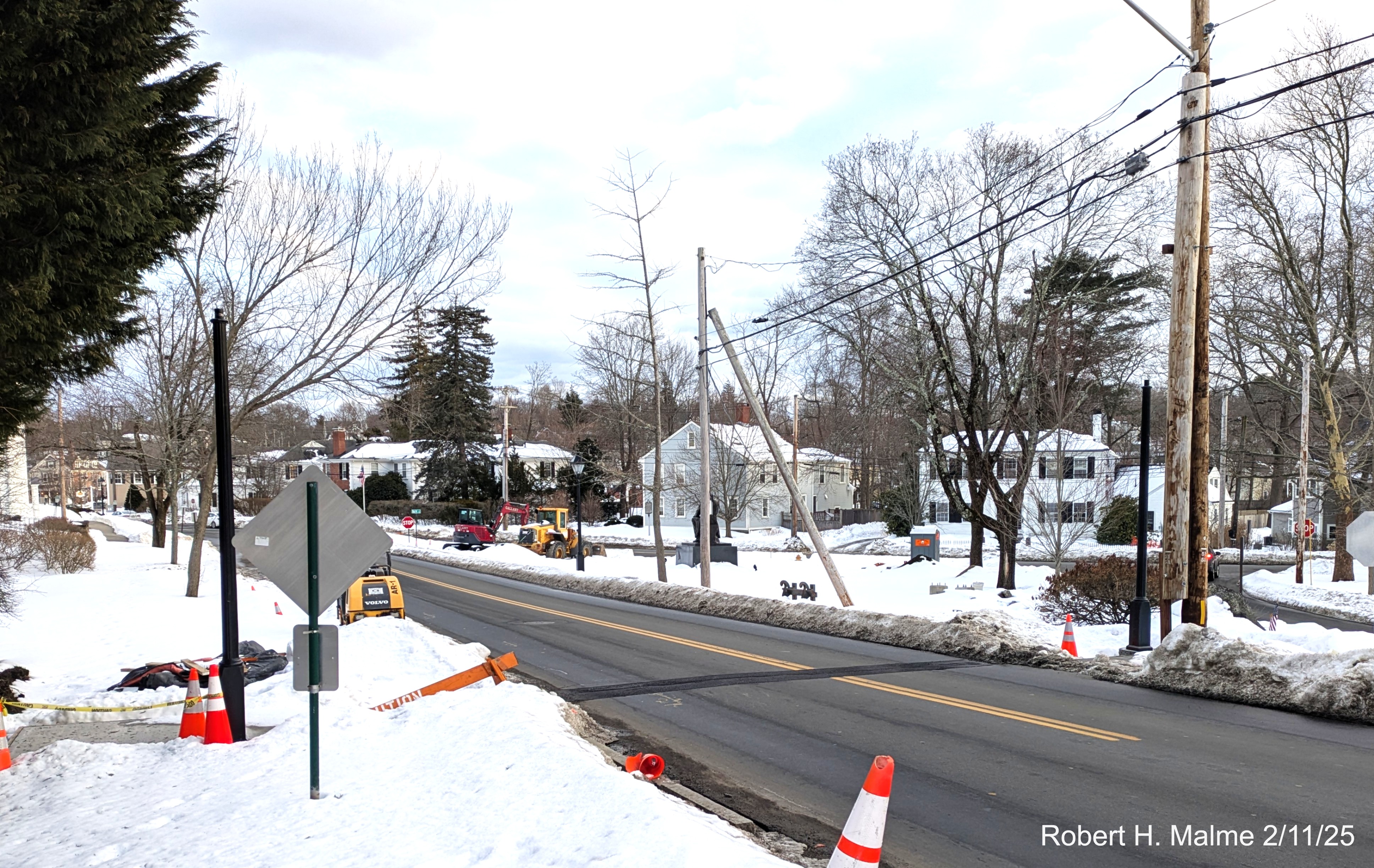 Image of construction of new pedestrian crosswalk with signals on Lincoln Street looking 
	towards Fountain Square, February 2026