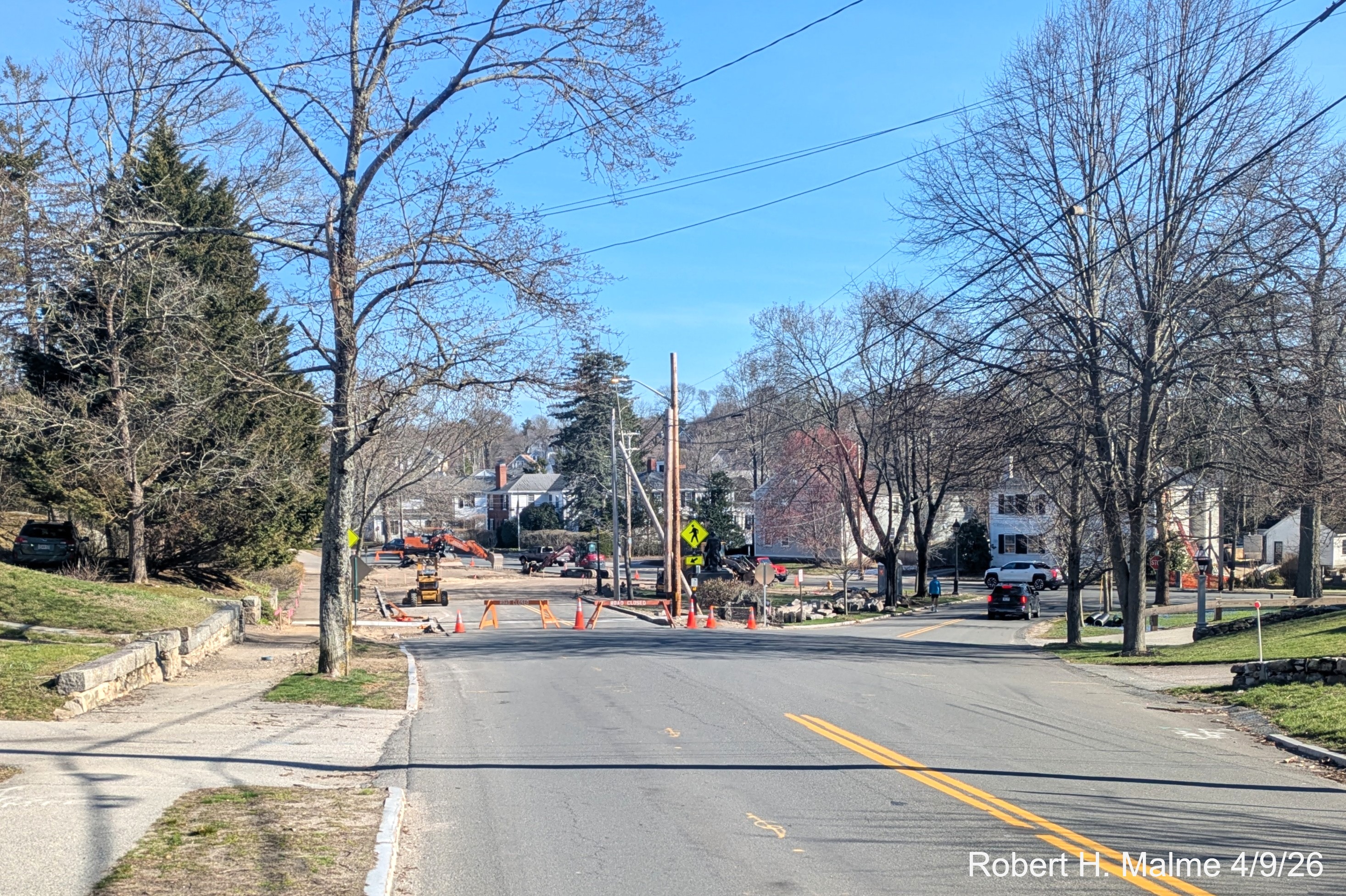 Image of Lincoln Street now closed to the left of Fountain Square for the next
	phase of the project, April 2026