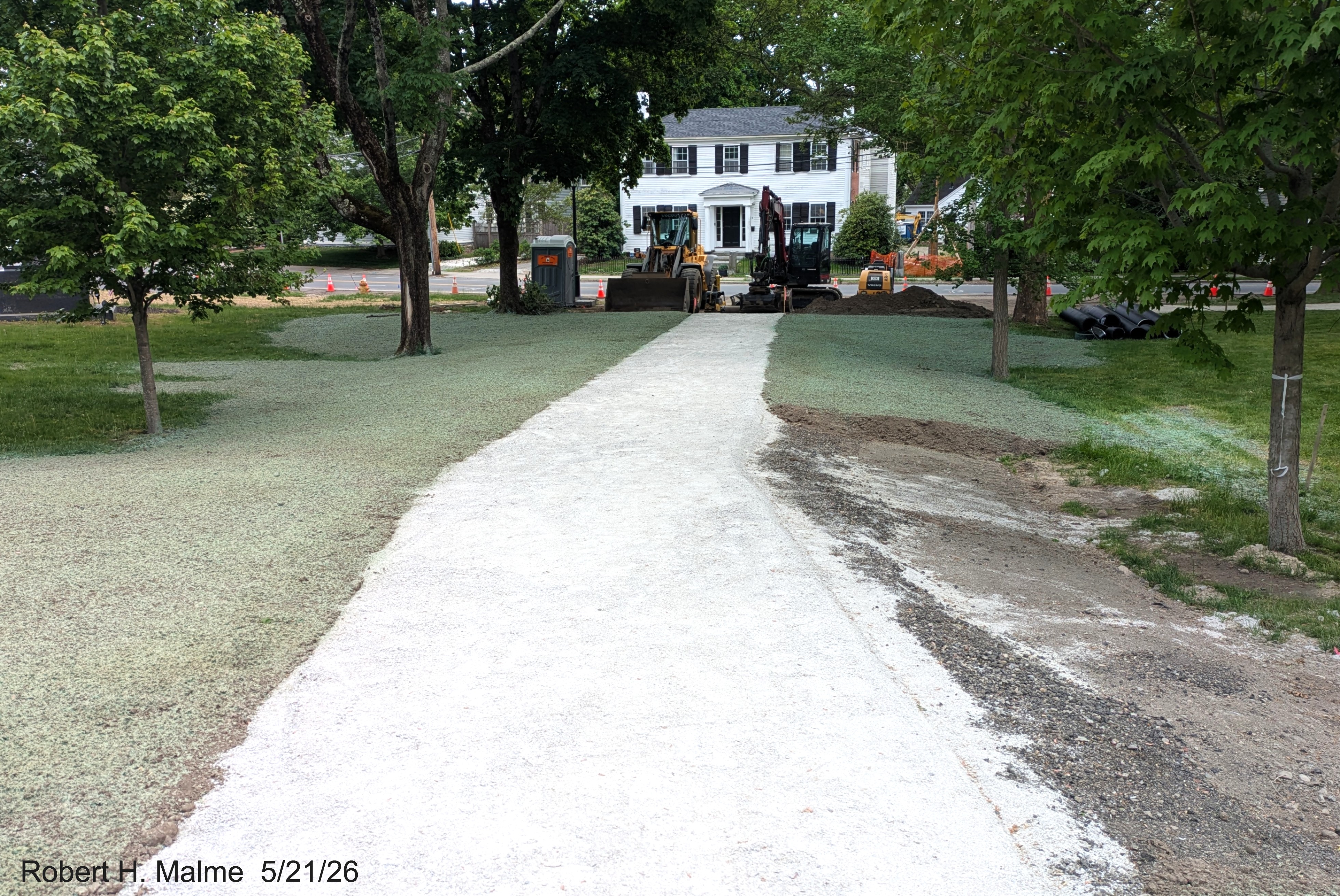 Image looking down the new walkway towards North Street with some landscaping still
	needed at the other end, May 2026