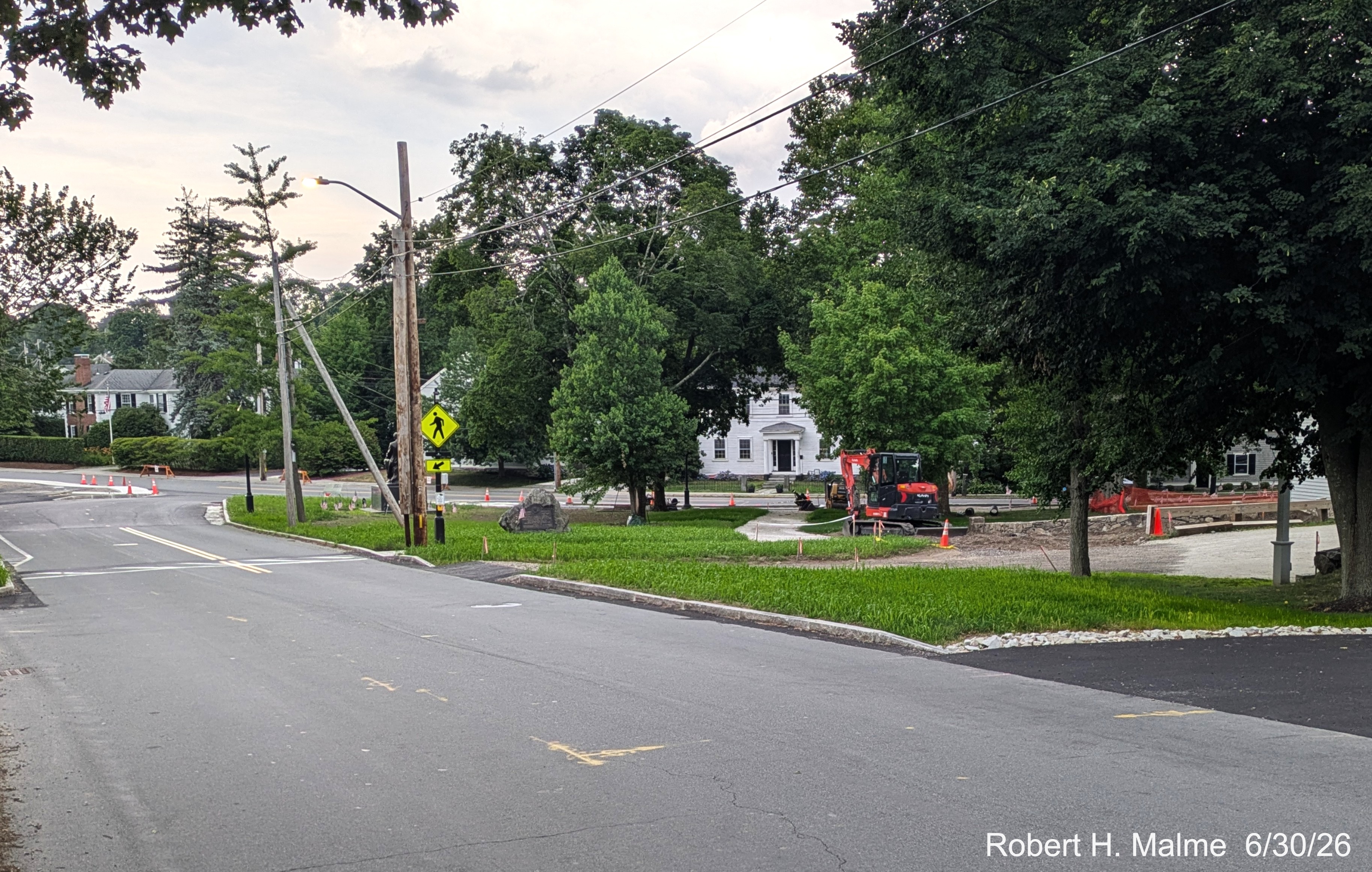 Image taken looking south along Lincoln Street, towards the Fountain Square area
	showing grass growing after recent rains, June 2026