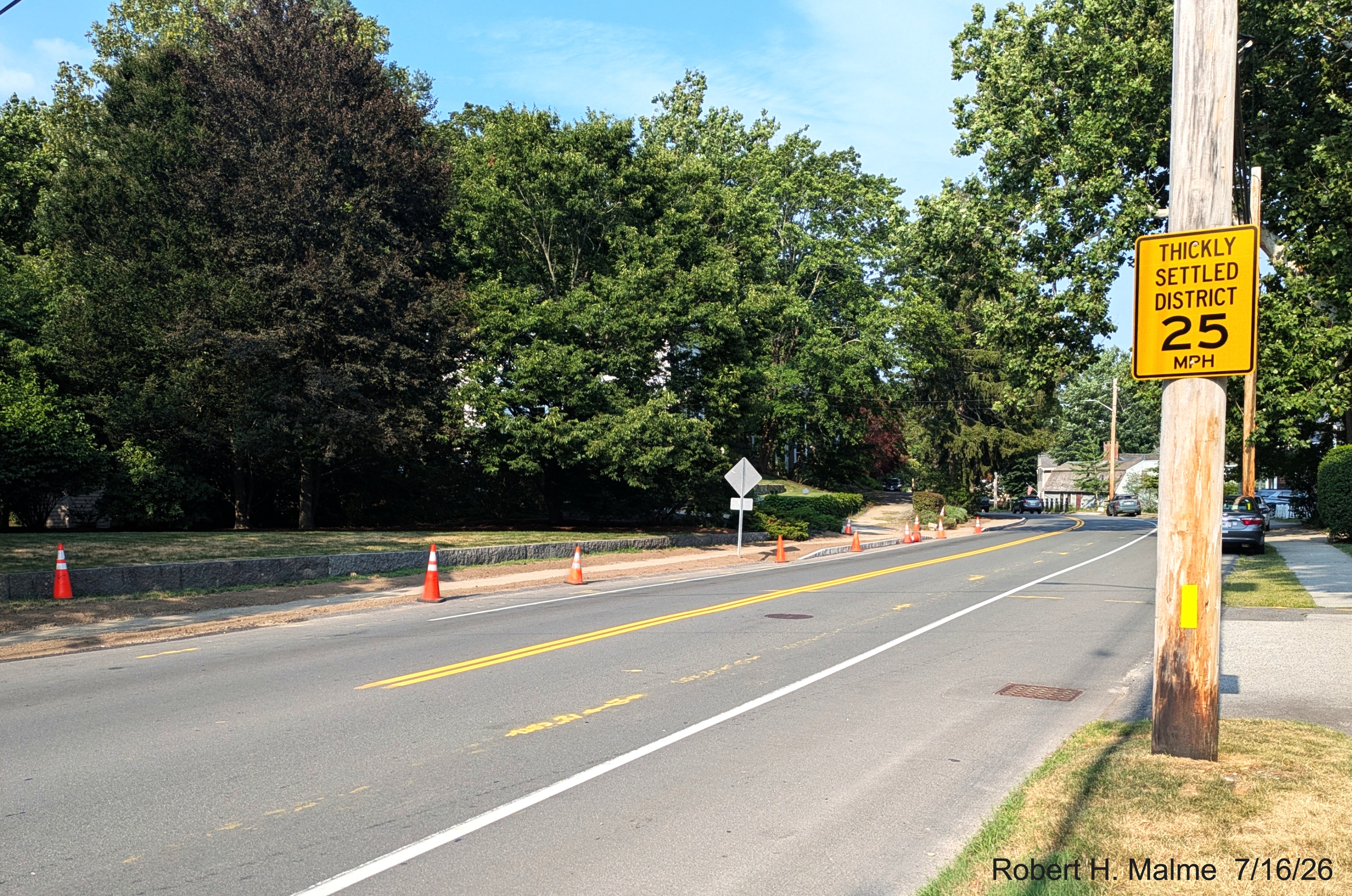 Image taken looking east along North Street at the completed curbing work and sidewalk
	being constructed as part of the Lincoln Street project, July 2026