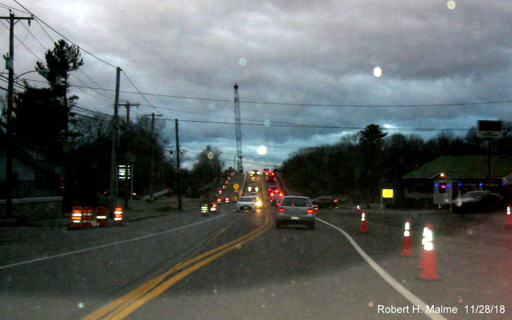 Image of newly paved future northbound lane by commuter rail station on MA 18 North in Weymouth