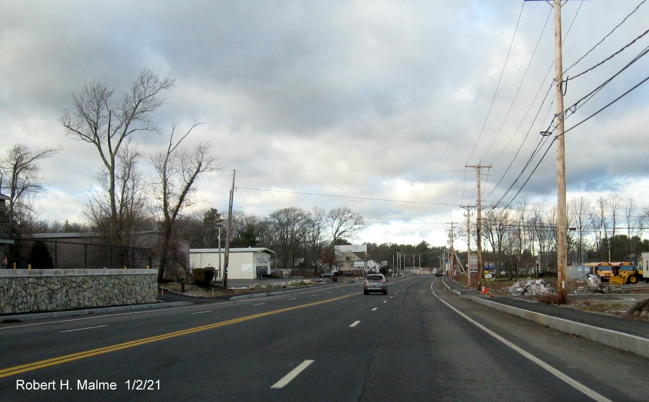 Image of widened 4-lane MA 18 northbound in Abington near Weymouth border, January 2021