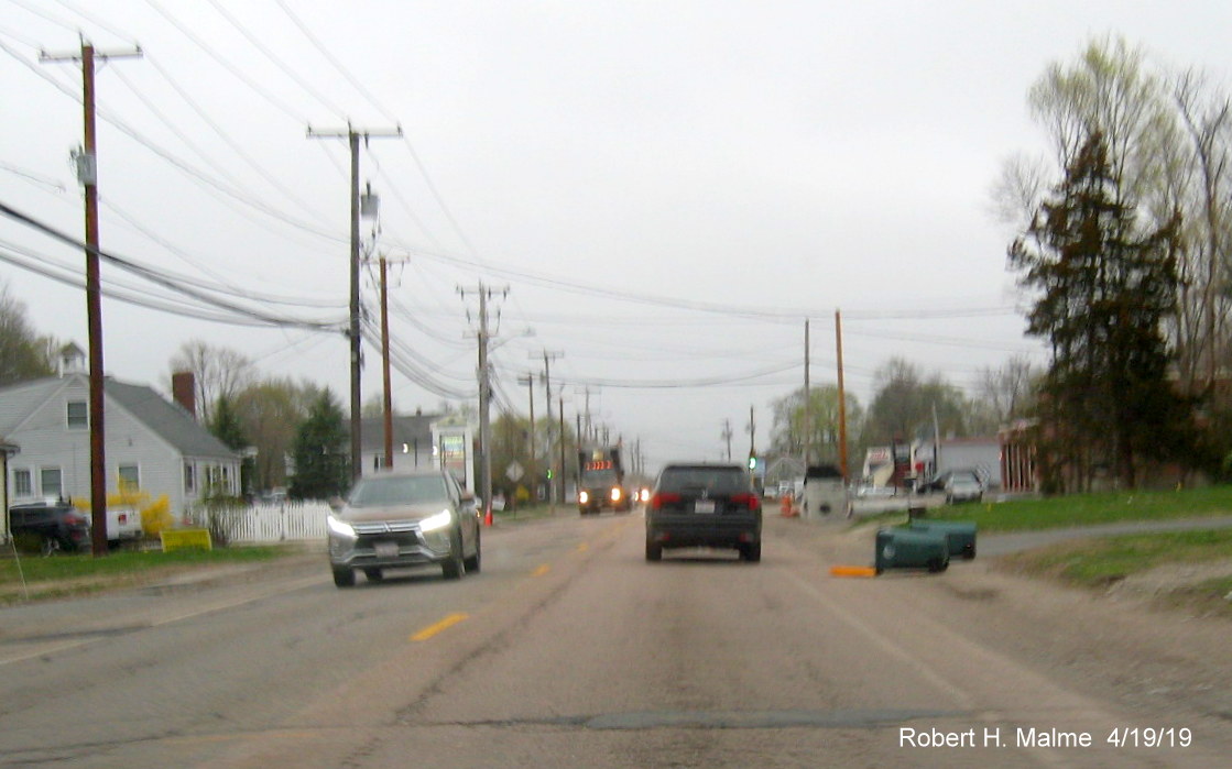 Image of relatively little construction progress in MA 18 Widening Project work zone approaching MA 139 intersection