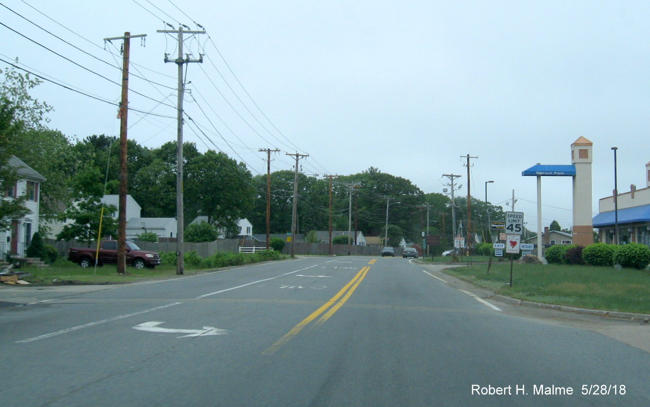 Image of new power poles being put up in anticipation of widening of MA 18 at the Weymouth/Abington line.