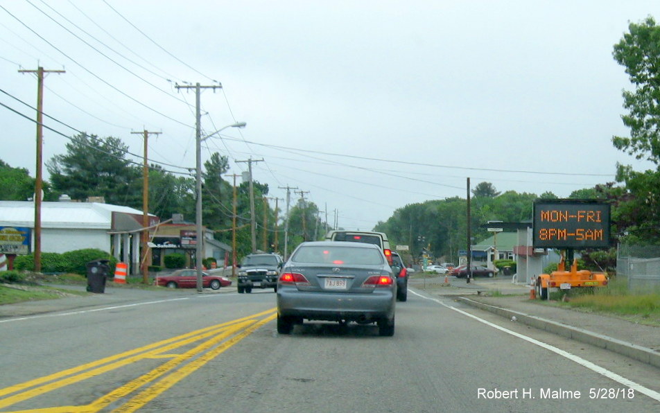 Image of new utility poles along MA 18 North in widening project work zone in Weymouth