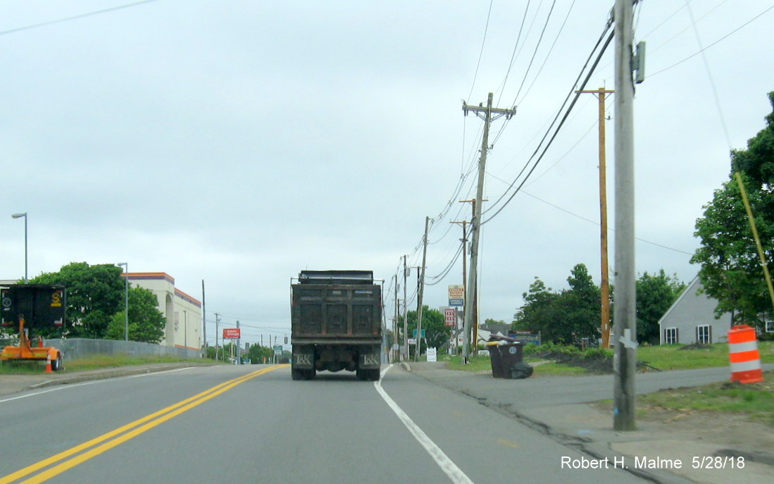 Image of MA 18 widening project work zone in Weymouth looking south