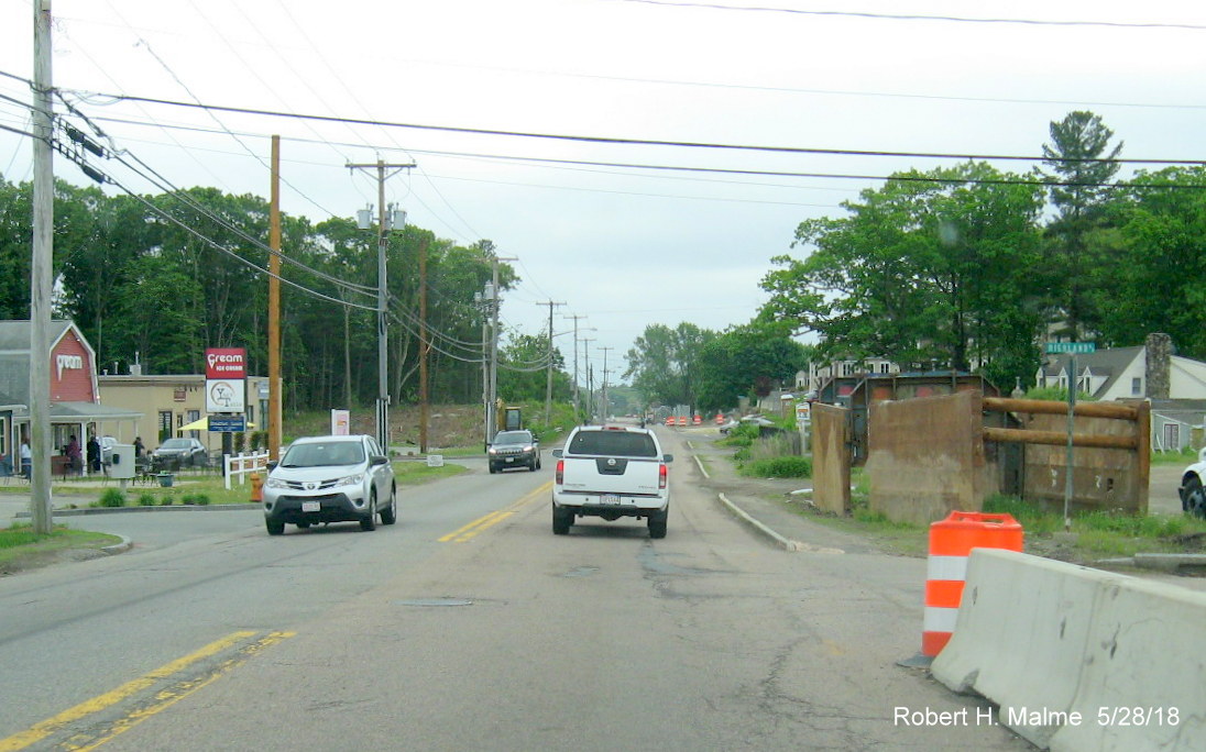 Image of widening project work zone along MA 18 South in Abington in May 2018