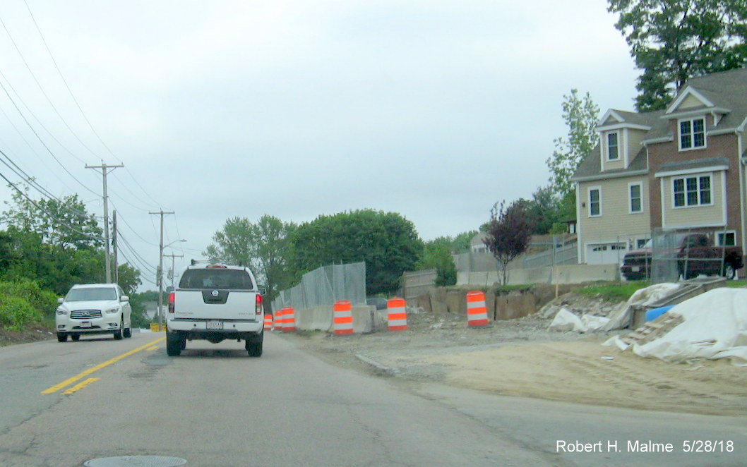 Image of widening work along South MA 18 in project work zone in Abington in May 2018