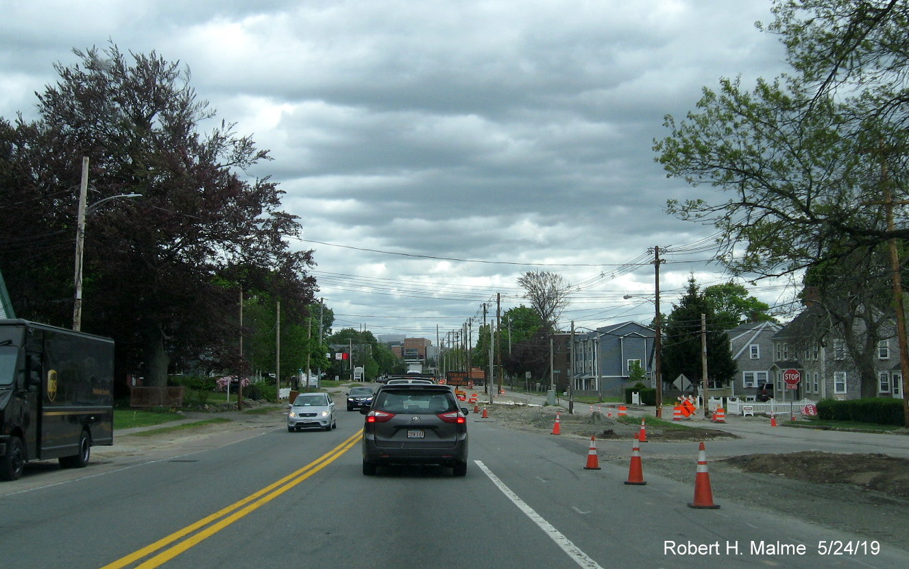 Image of widening project work along MA 18 South approaching Park Drive in Weymouth