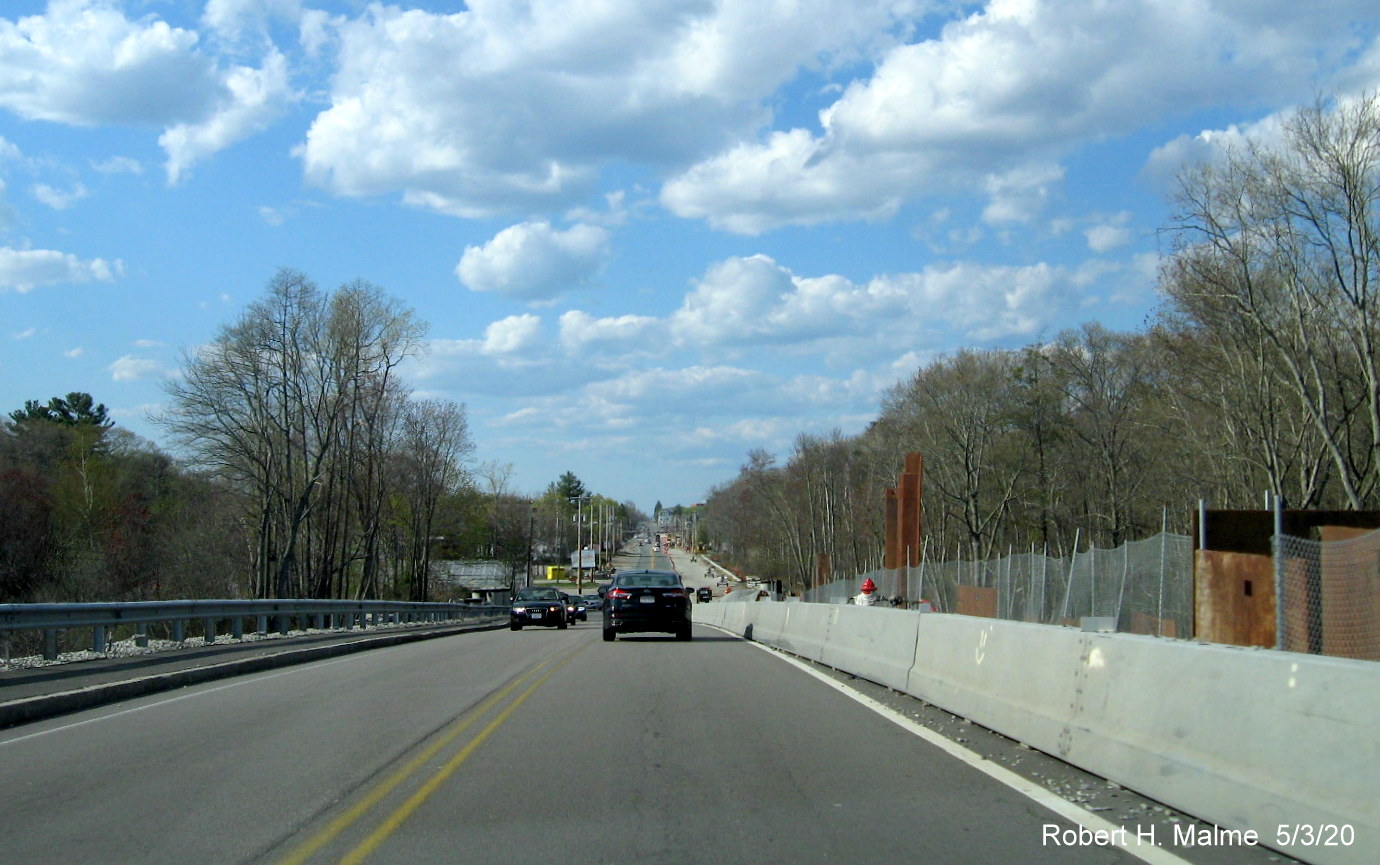 Image of bridge construction as part of MA 18 widening project in South Weymouth, May 2020