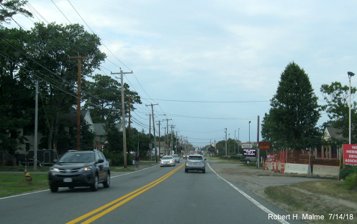 Image of MA 18 widening project work zone in Weymouth in July 2018