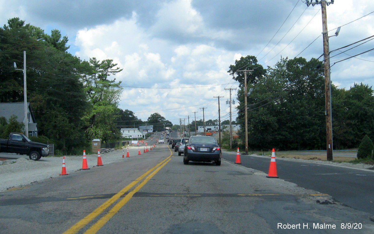 Image of newly paved future MA 18 North lanes in Abington as part of MA 18 widening project, August 2020