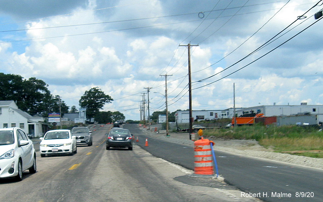 Image of newly paved future MA 18 North lanes in Abington as part of MA 18 widening project, August 2020