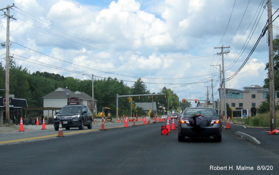 Image of nearly completed widened MA 18 North lanes at Shea Blvd. in South Weymouth, August 2020