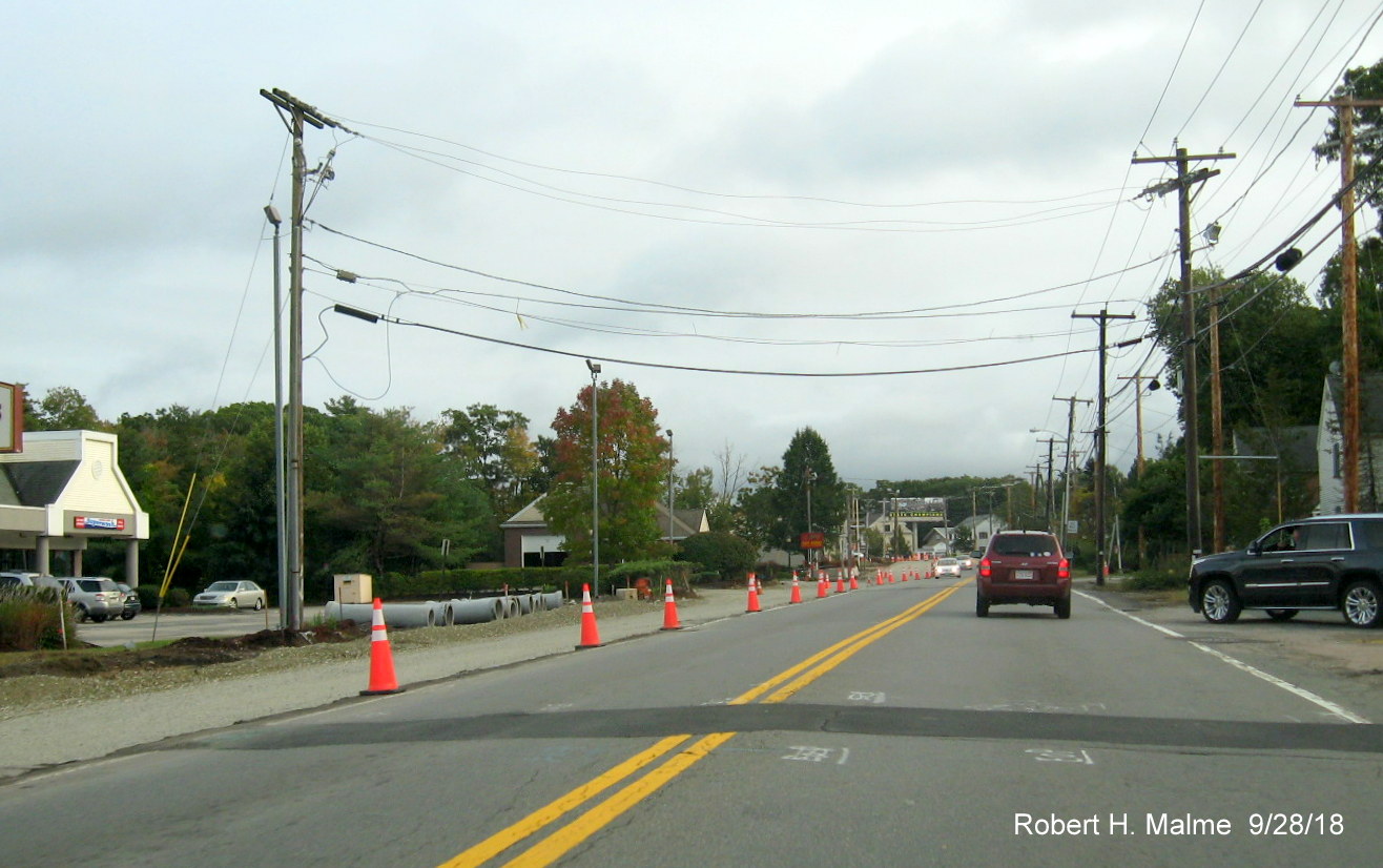 Image of construction of new lane along MA 18 North south of MA 58 intersection in Weymouth in Sept. 2018