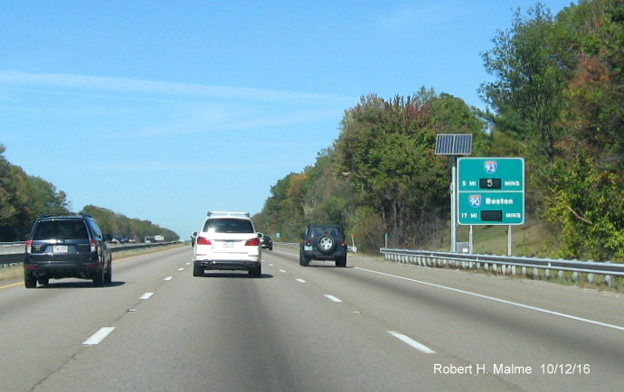 Image of activated Real Time Traffic Sign on MA 24 North in Avon