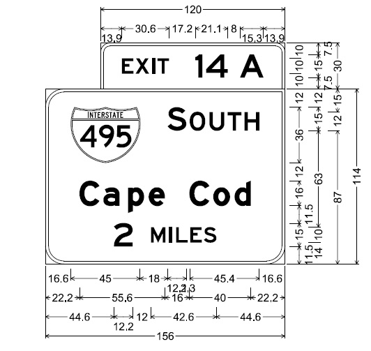 Image of 2-mile advance sign for I-495 South on MA 24 South in Mansfield, by MassDOT