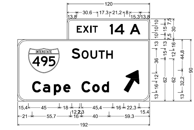 Image of plan for nortbound ramp sign for I-495 South on MA 24 in Mansfield, by MassDOT