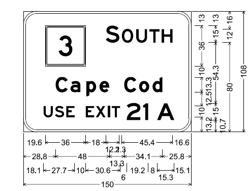 Image of plan for MA 3 use I-93 North auxiliary sign on MA 24 in Randolph, by MassDOT