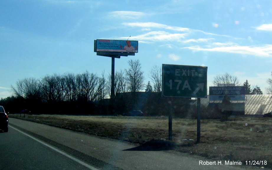 Foundation placed for new gore sign for MA 123 East exit on MA 24 South in Brockton