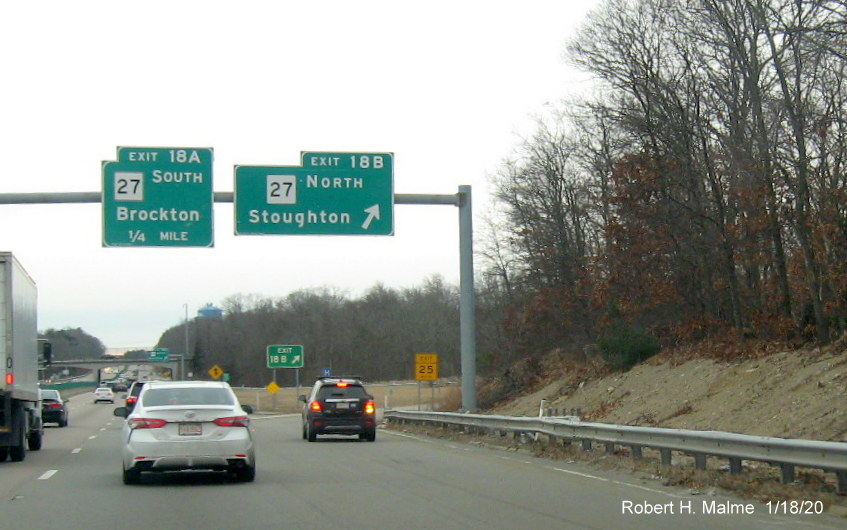 Image of recently placed foundation for future overhead signs at ramp to MA 27 North on MA 24 South in Brockton