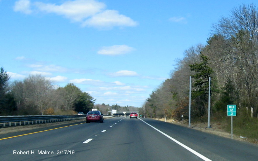 Image of support posts in place for future blue services sign for North Main St exit on MA 24 North in Freetown