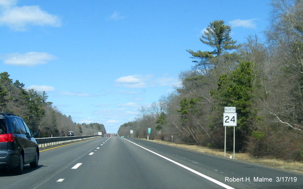 Image of North MA 24 reassurance marker not replaced as of March 2018 in Freetown