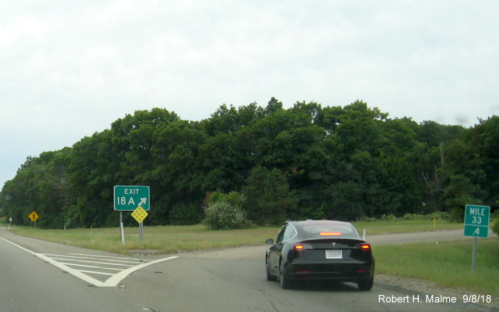 Image of newly completed foundation for future gore sign for MA 27 South exit on MA 24 South in Brockton