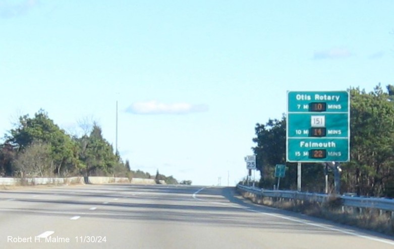 Image of East MA 25 reassurance marker in Plymouth, November 2024