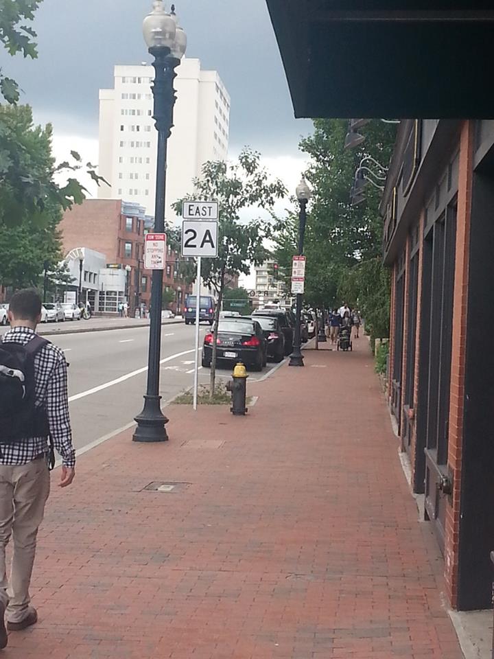 Photo of MA 2A Signage Along Mass Ave in Boston, Sept. 2013