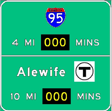 Sketch of planned RTT sign along MA 2 East in Concord, from MassDOT