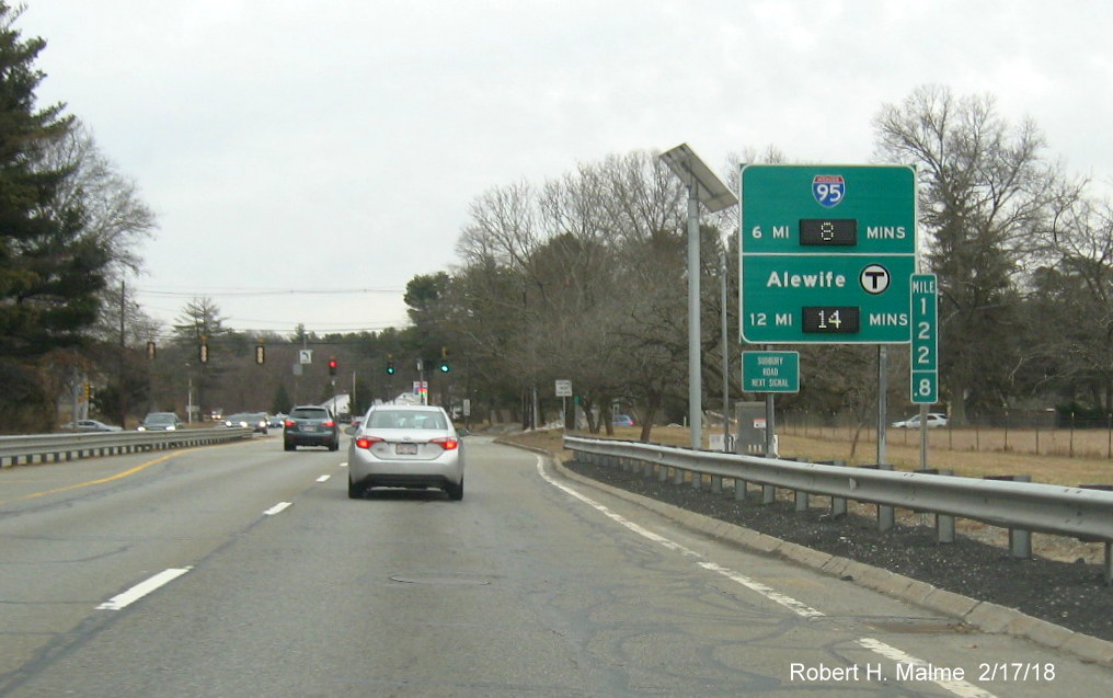 Image of activated Real Time Traffic sign on MA 2 East in Concord