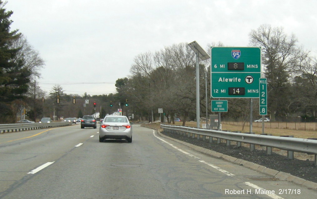 Image of activated Real Time Traffic sign on MA 2 East in Concord