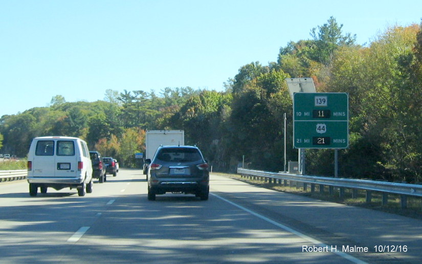 Image of activated Real Time Traffic Sign on MA 3 South in Weymouth